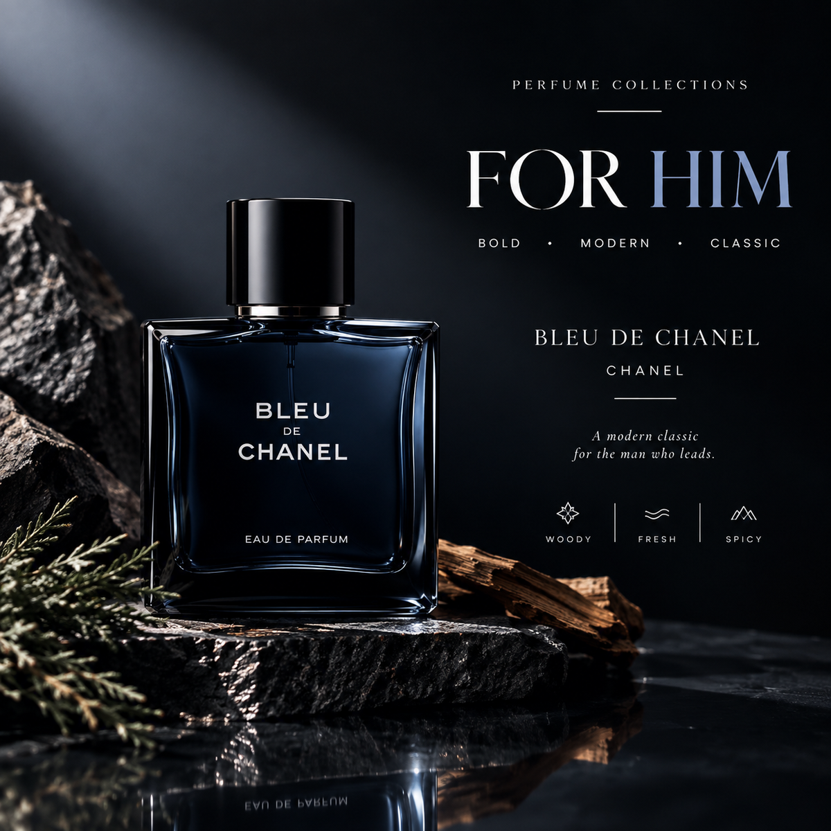 Hombre con perfume - Left Composition