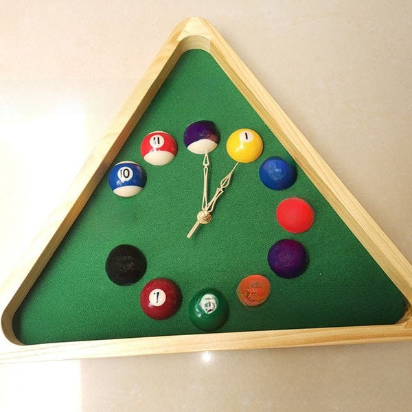 Solid Wood Billiards Clock for Game Rooms