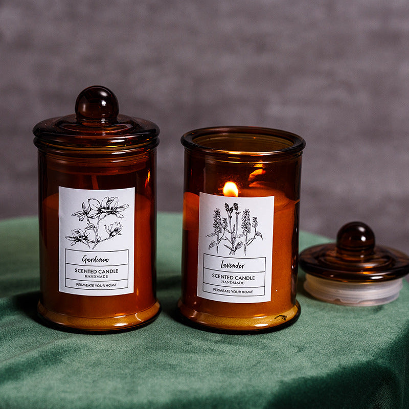 Scented soy wax candles in tea jar