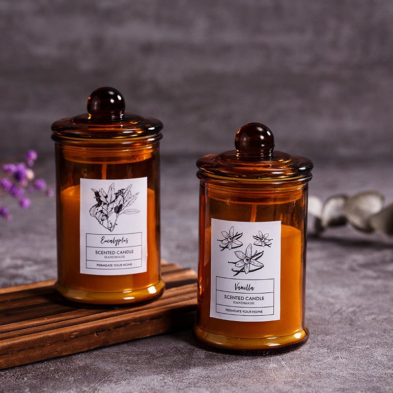 Scented soy wax candles in tea jar