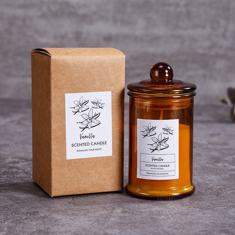Scented soy wax candles in tea jar