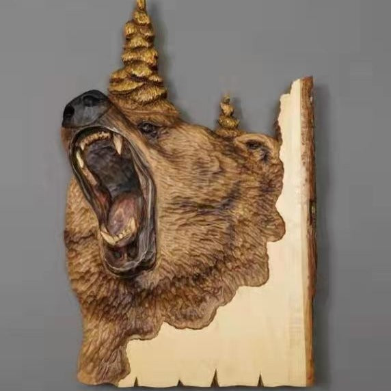 Wolf head flat animal sculpture artwork