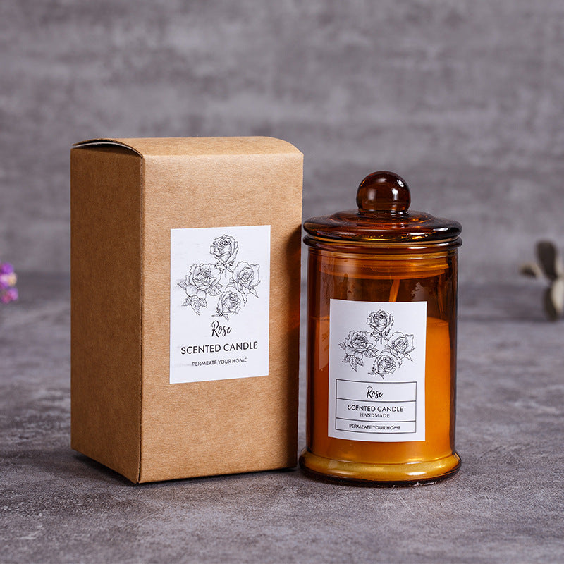 Scented soy wax candles in tea jar