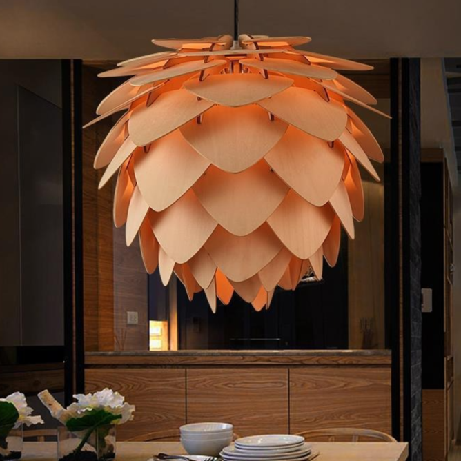 Nordic Wooden Petal Chandelier LED Lighting