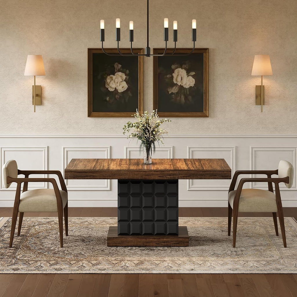 Rectangular Dining Tables 63 Inches Walnut Pedestal