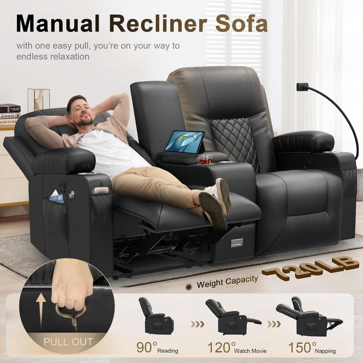 Living Room Furniture Set Loveseat Recliner And 2 Piece Massage Recliner Chairs