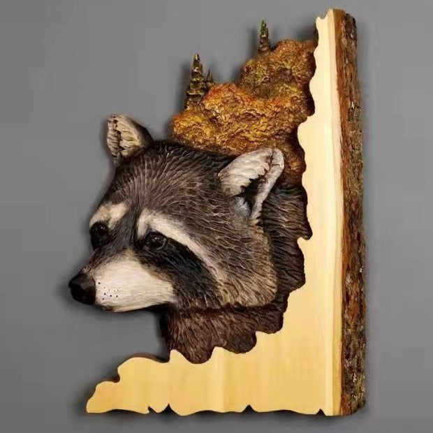 Wolf head flat animal sculpture artwork