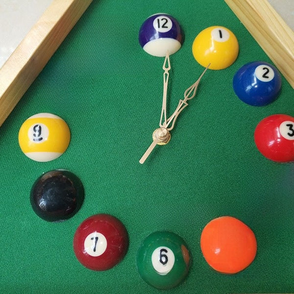 Solid Wood Billiards Clock for Game Rooms