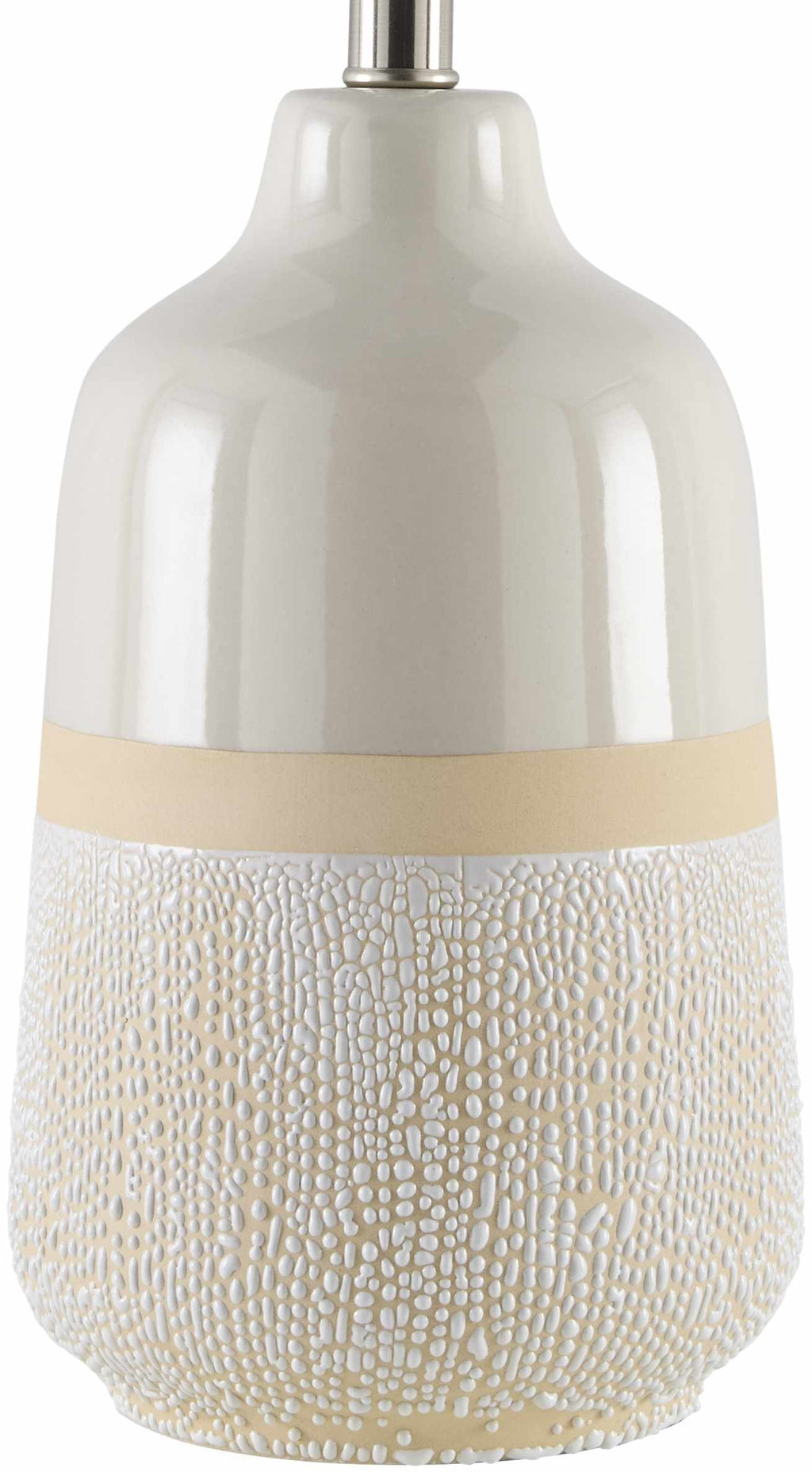 Light Gray Bohemian Table Lamp with global details for bedside or console tables