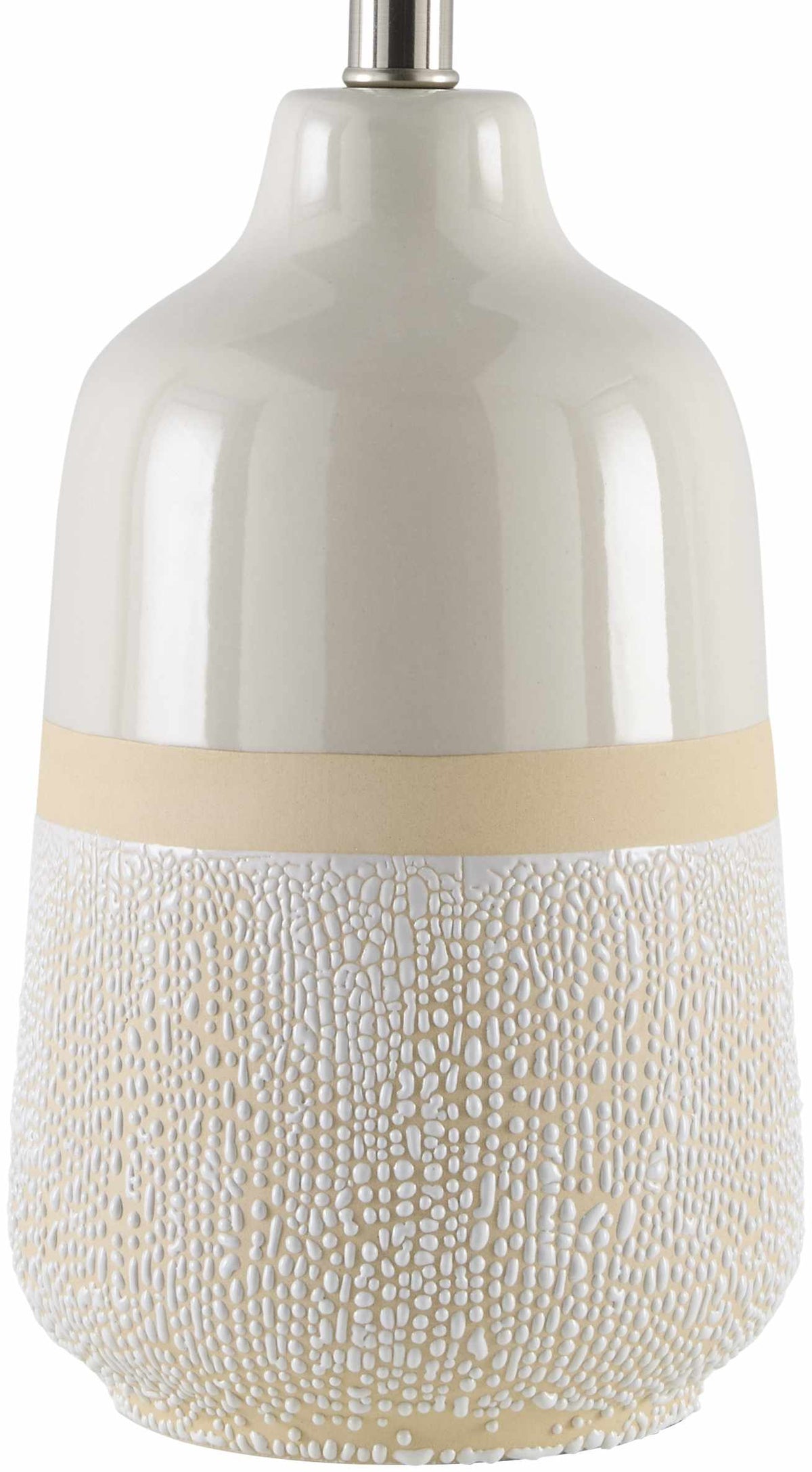 Light Gray Bohemian Table Lamp with global details for bedside or console tables