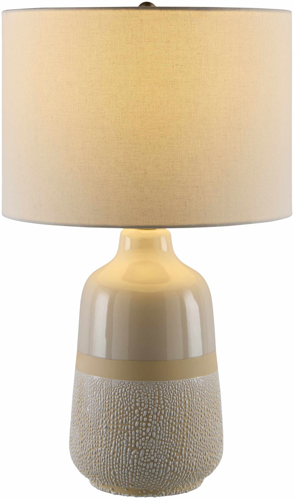 Light Gray Bohemian Table Lamp with global details for bedside or console tables