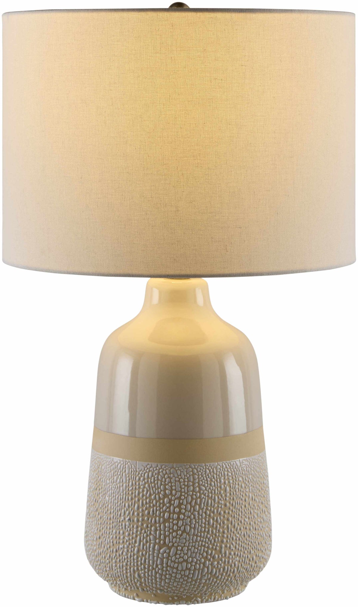 Light Gray Bohemian Table Lamp with global details for bedside or console tables