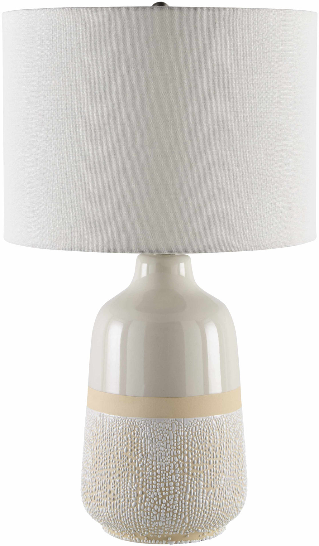 Light Gray Bohemian Table Lamp with global details for bedside or console tables