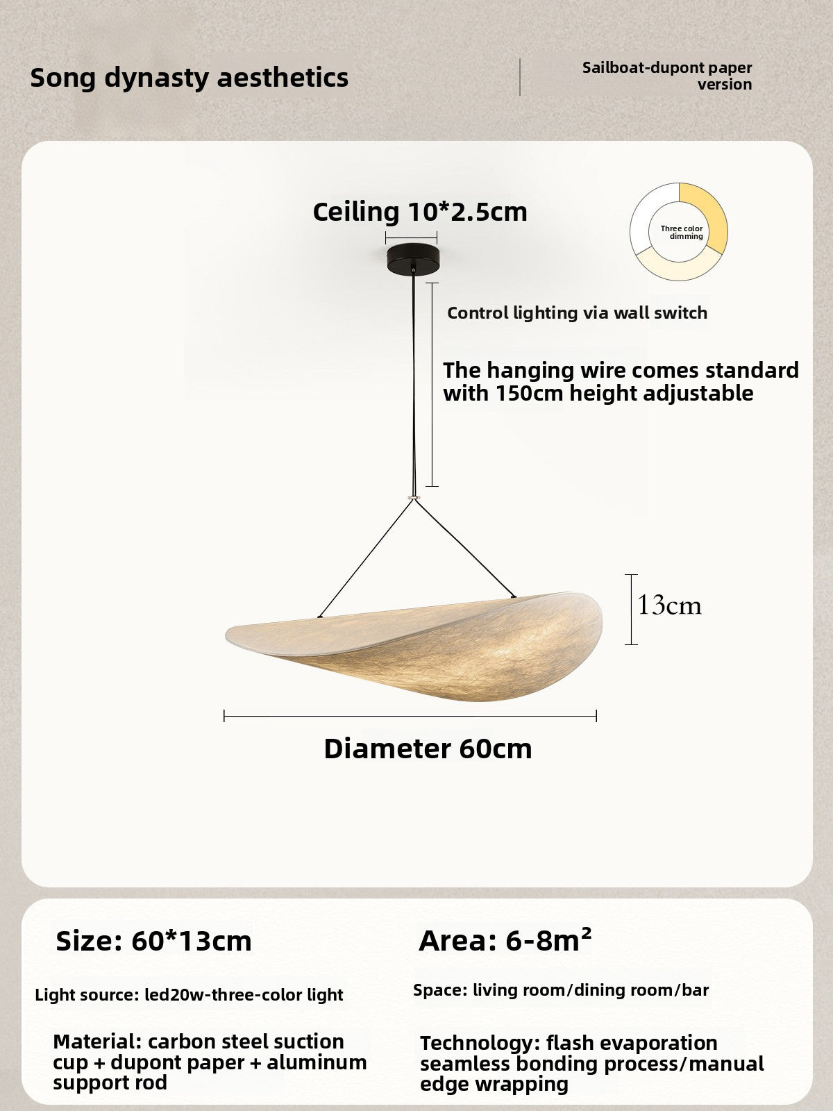 Silk Chandelier with Adjustable Lighting