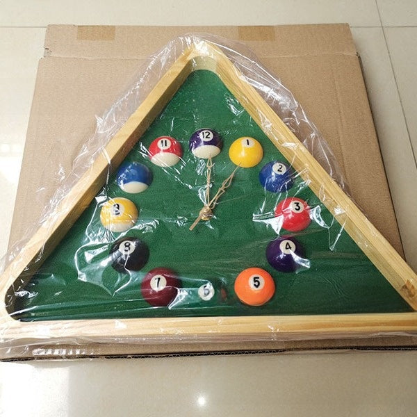 Solid Wood Billiards Clock for Game Rooms