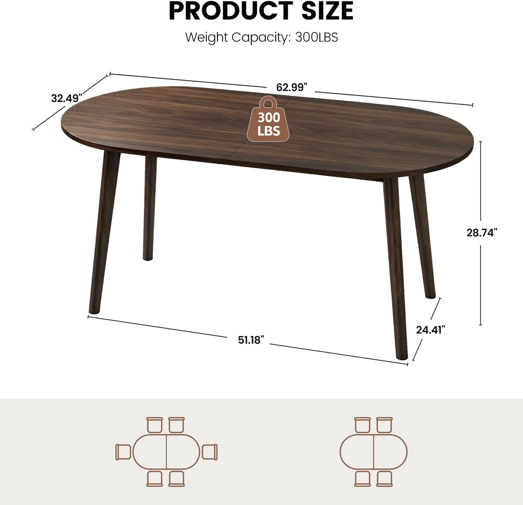 63 Inches Oval Dining Tables Contemporary Espresso