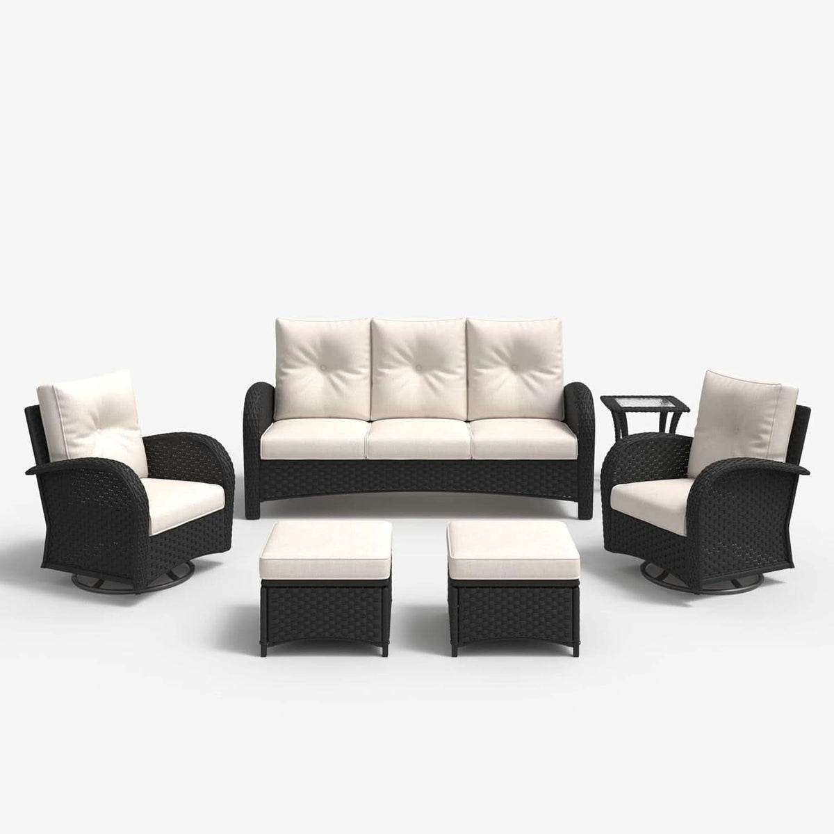 6 Piece Outdoor Patio Furniture Set Sectional Swivel Rocker Chairs