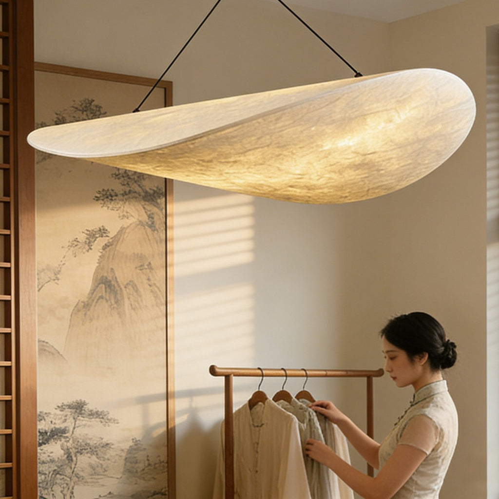 Silk Chandelier with Adjustable Lighting