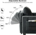 53 Inches Black Corduroy Fabric Sleeper Sofa USBPort