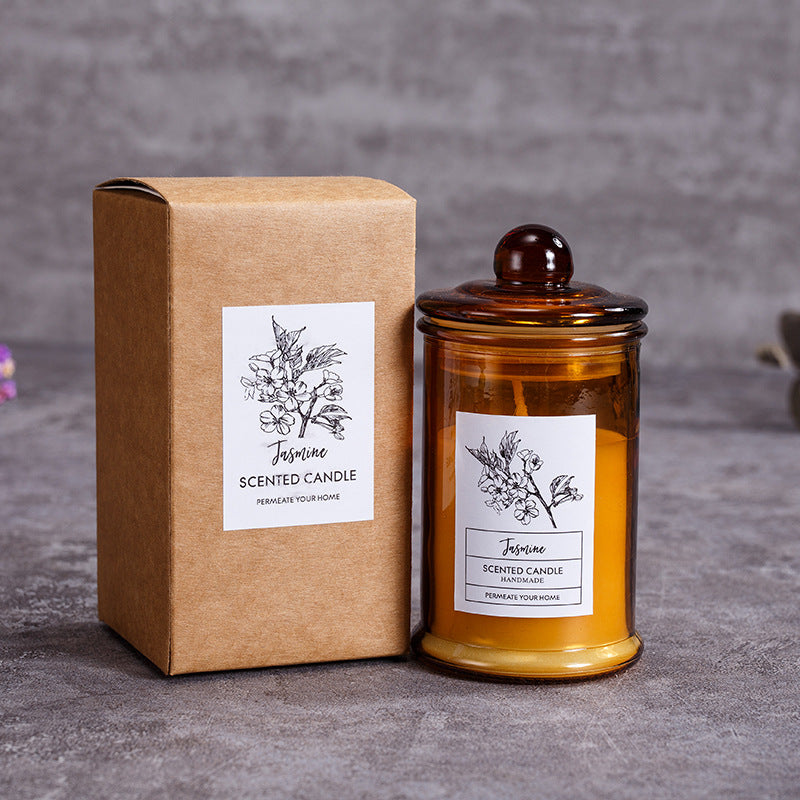 Scented soy wax candles in tea jar