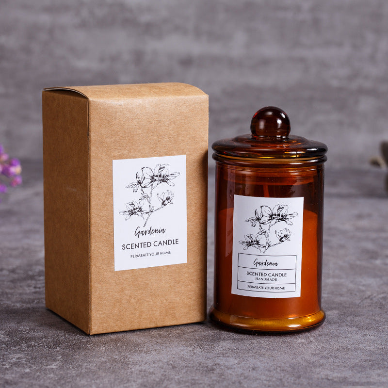 Scented soy wax candles in tea jar