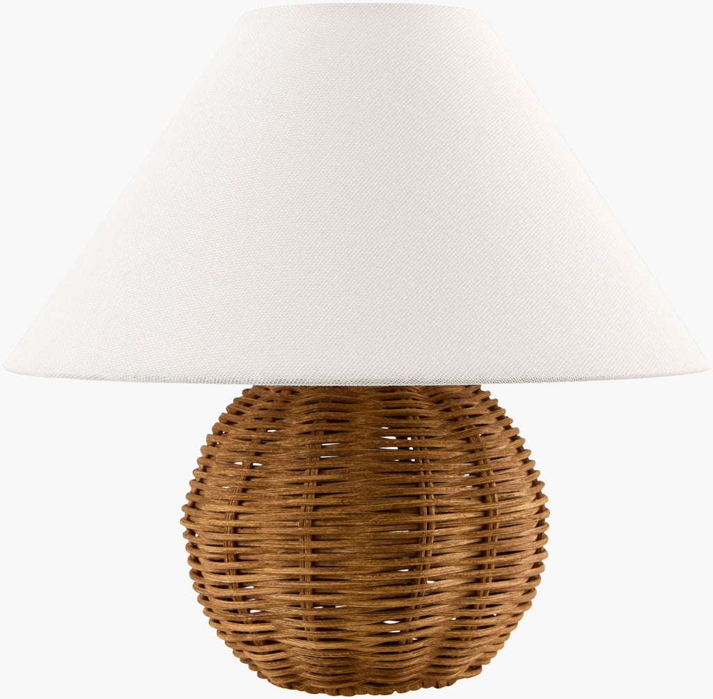 Orange Contemporary Table Lamp with rattan details for bedside or console tables
