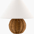 Orange Contemporary Table Lamp with rattan details for bedside or console tables