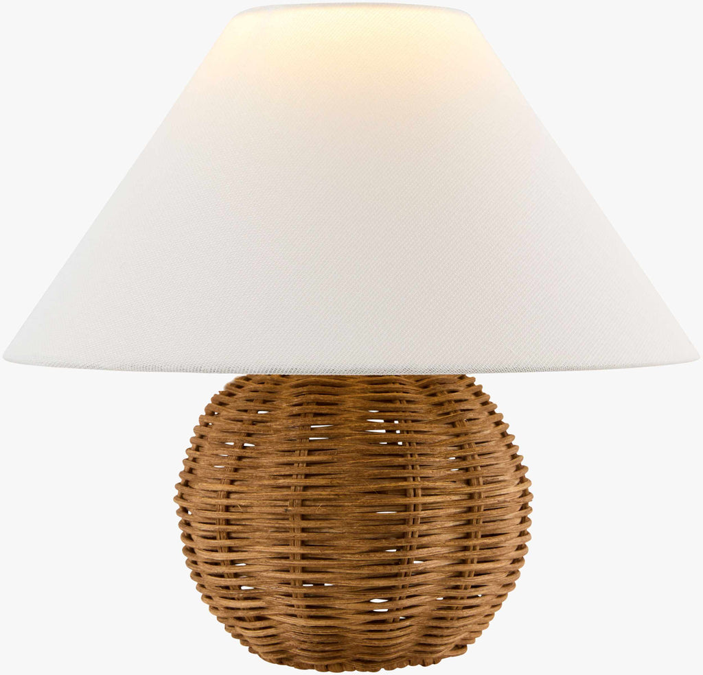 Orange Contemporary Table Lamp with rattan details for bedside or console tables