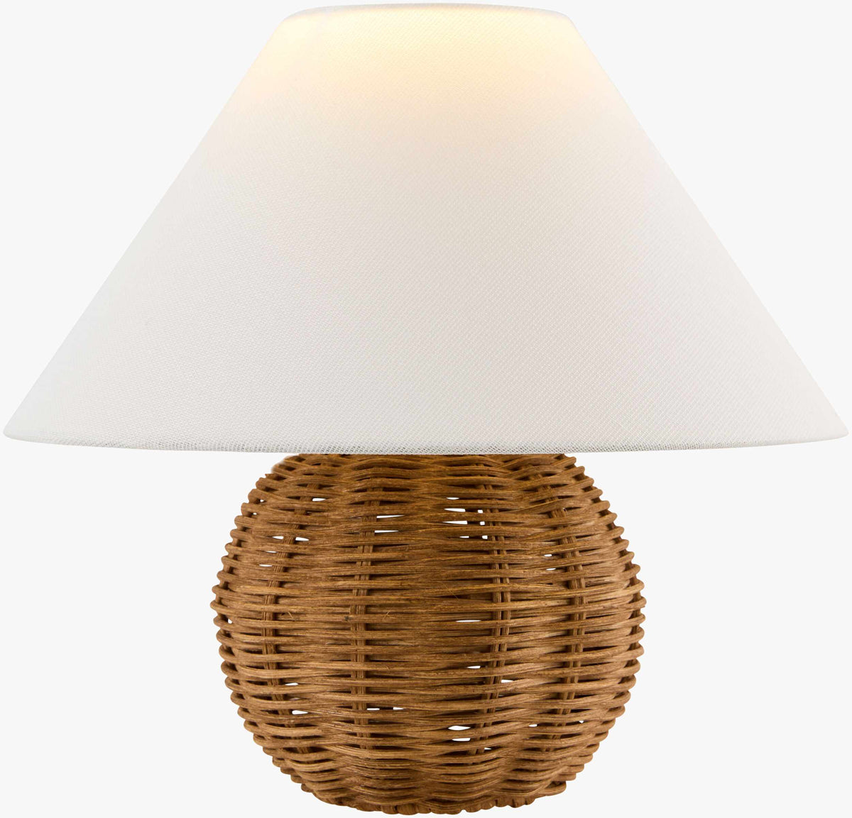 Orange Contemporary Table Lamp with rattan details for bedside or console tables