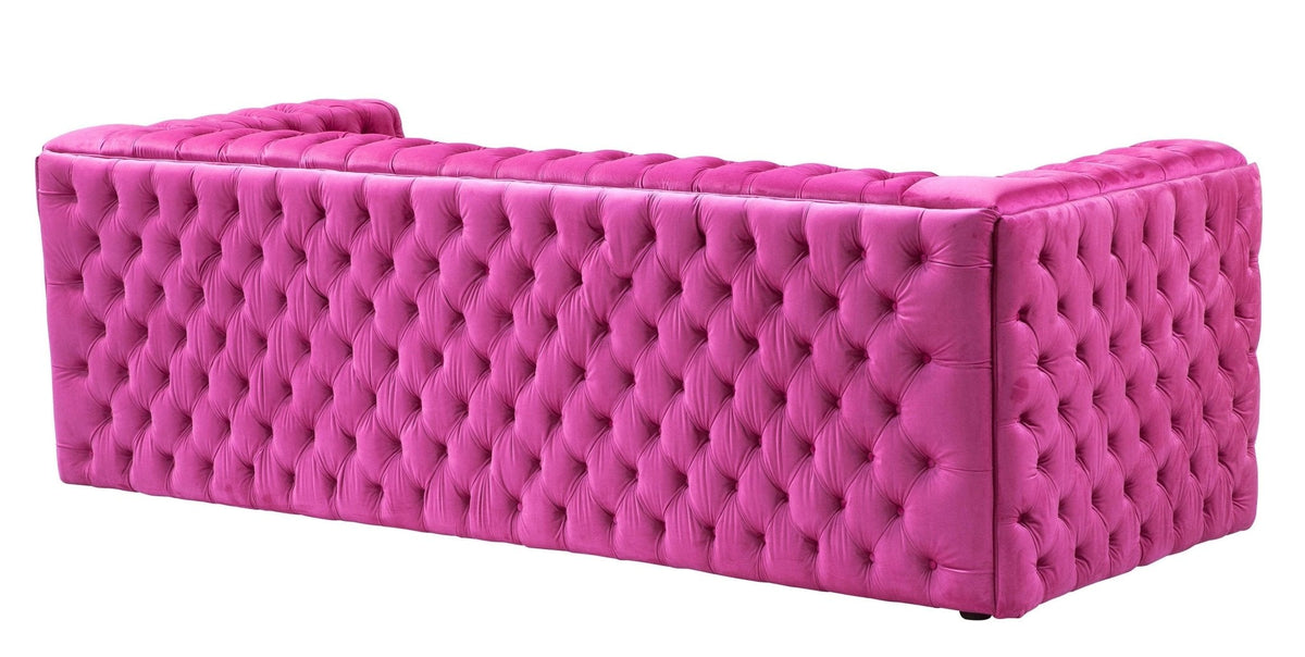 Canvello Velvet Tufted Sofa (pinkish-purplish-red)
