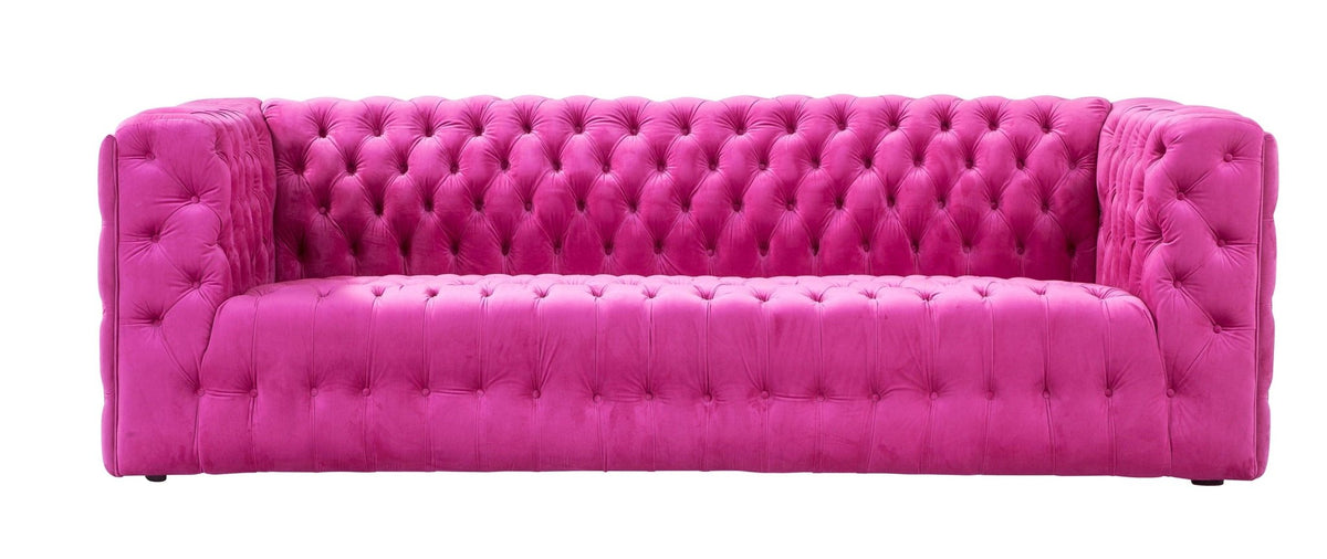 Canvello Velvet Tufted Sofa (pinkish-purplish-red)