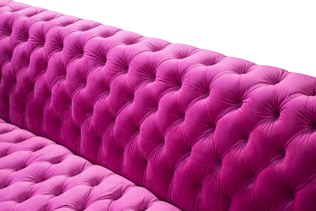 Canvello Velvet Tufted Sofa (pinkish-purplish-red)