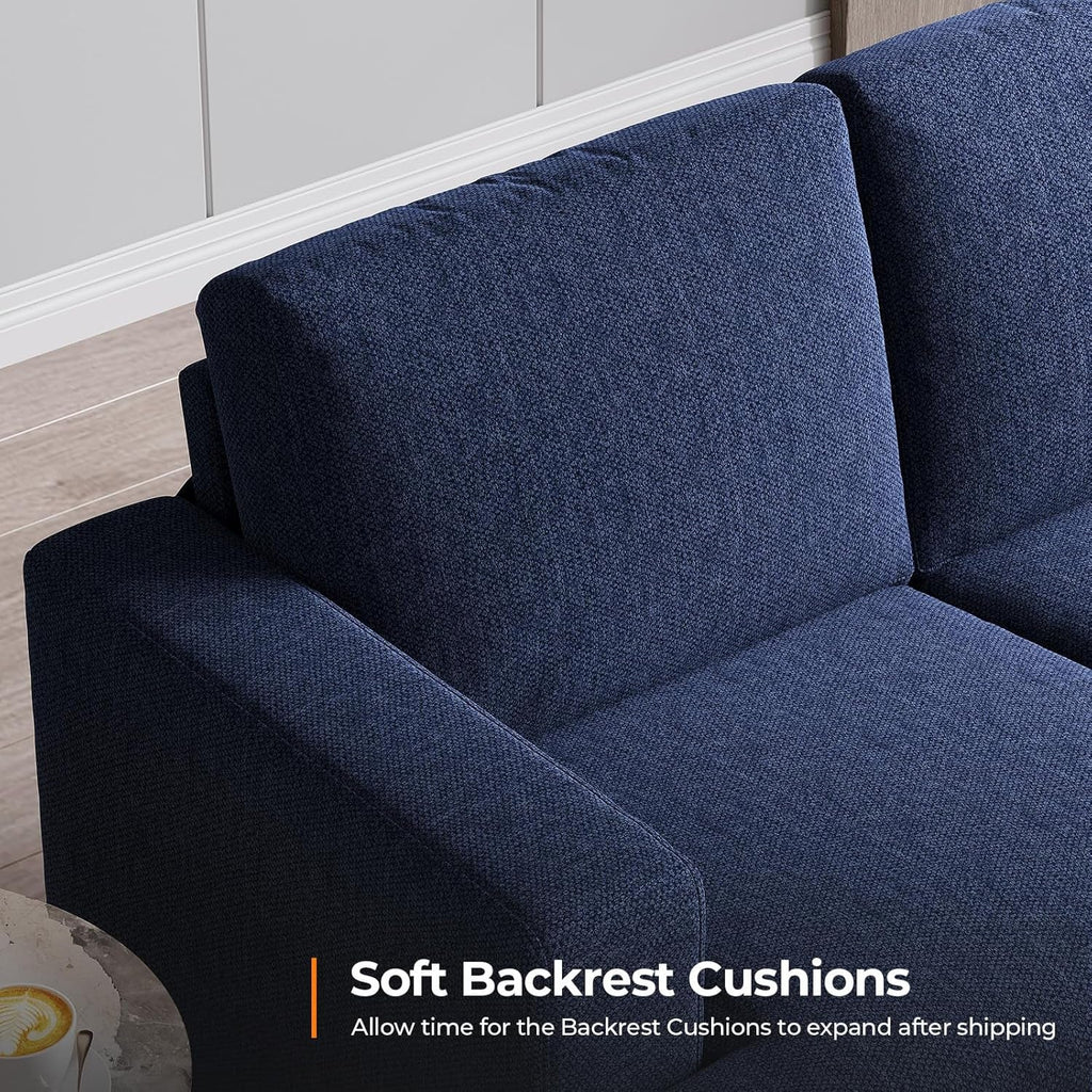 89 Inch 3-Seater Modern Navy Blue Sofa with Deep Seats