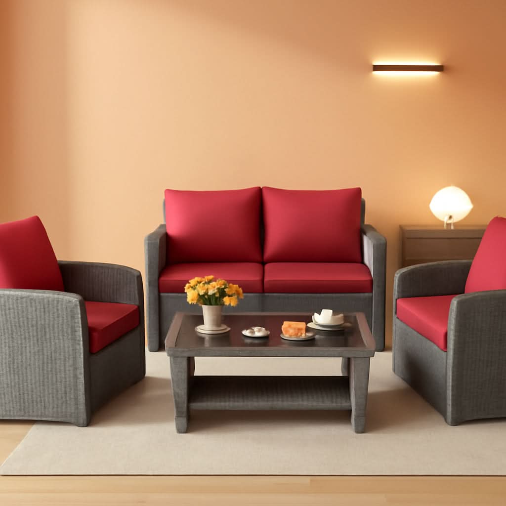 4 Piece All Weather Patio Furniture Set With Cushions And Glass Table