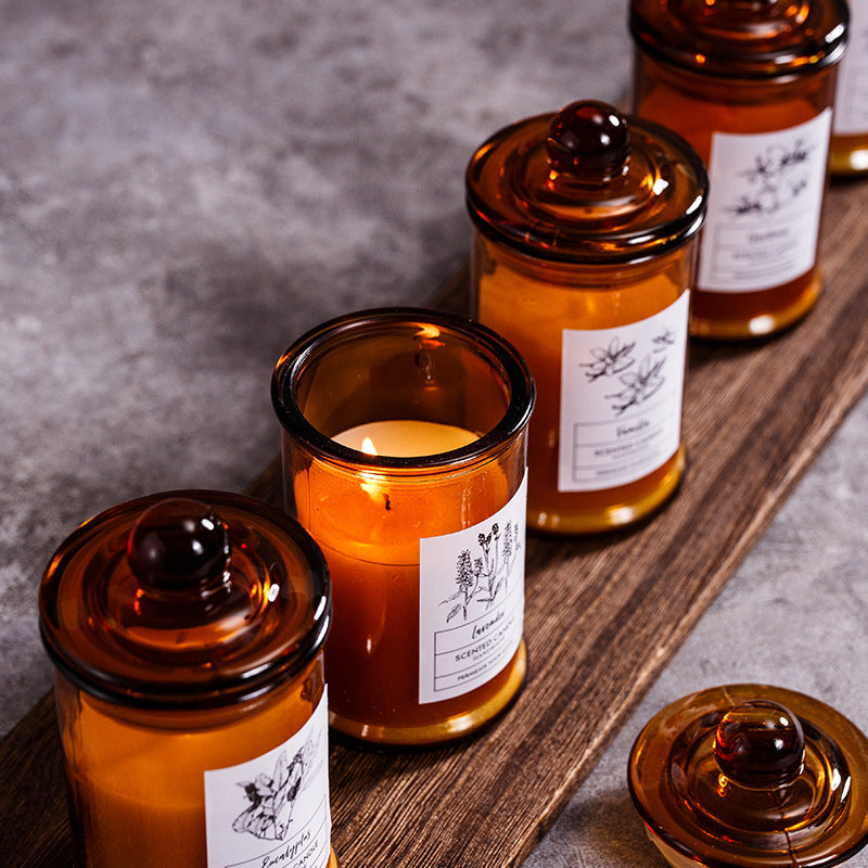 Scented soy wax candles in tea jar