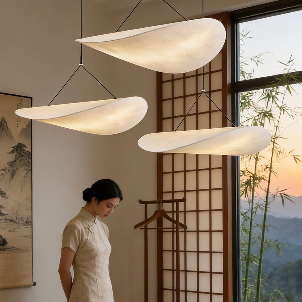 Silk Chandelier with Adjustable Lighting