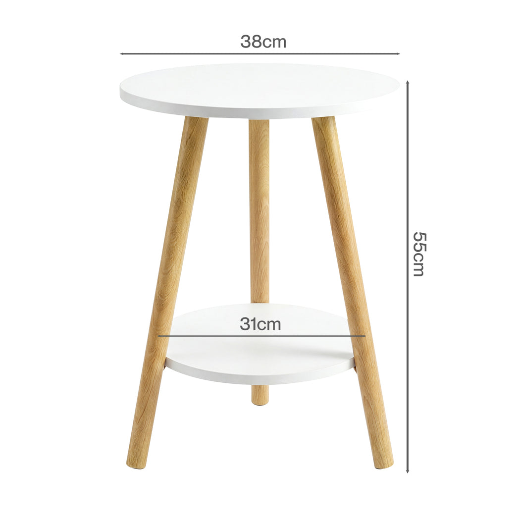 Levede Round Coffee Table 2-Layer Living Room End Tables Bedroom Side Tables