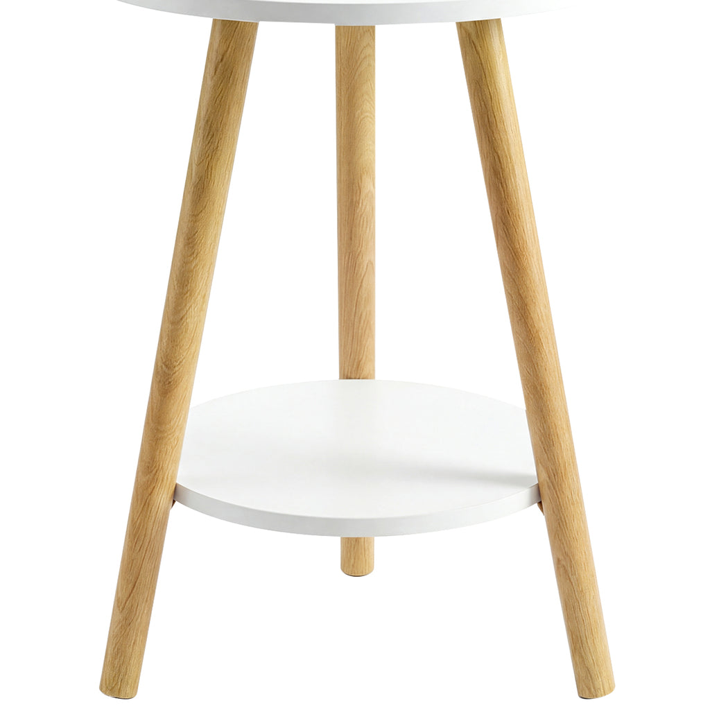 Levede Round Coffee Table 2-Layer Living Room End Tables Bedroom Side Tables
