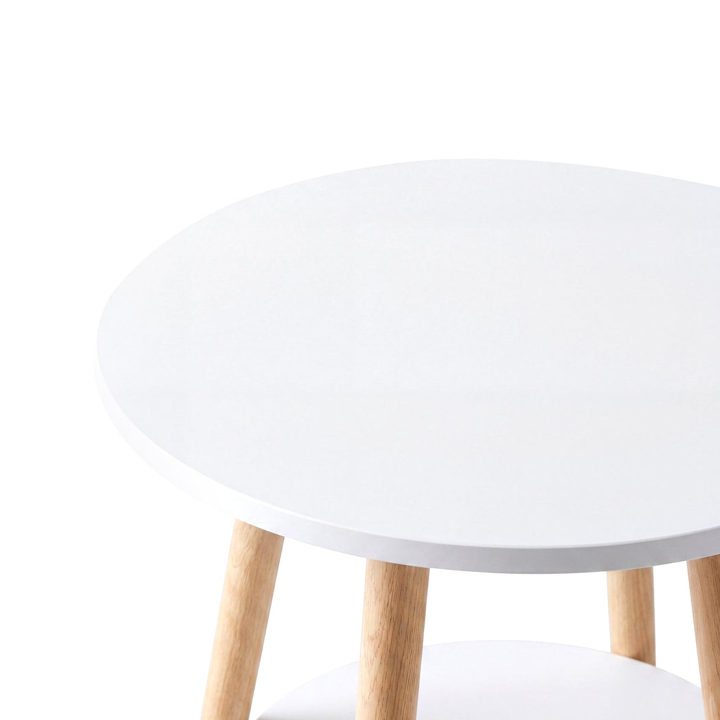 Levede Round Coffee Table 2-Layer Living Room End Tables Bedroom Side Tables