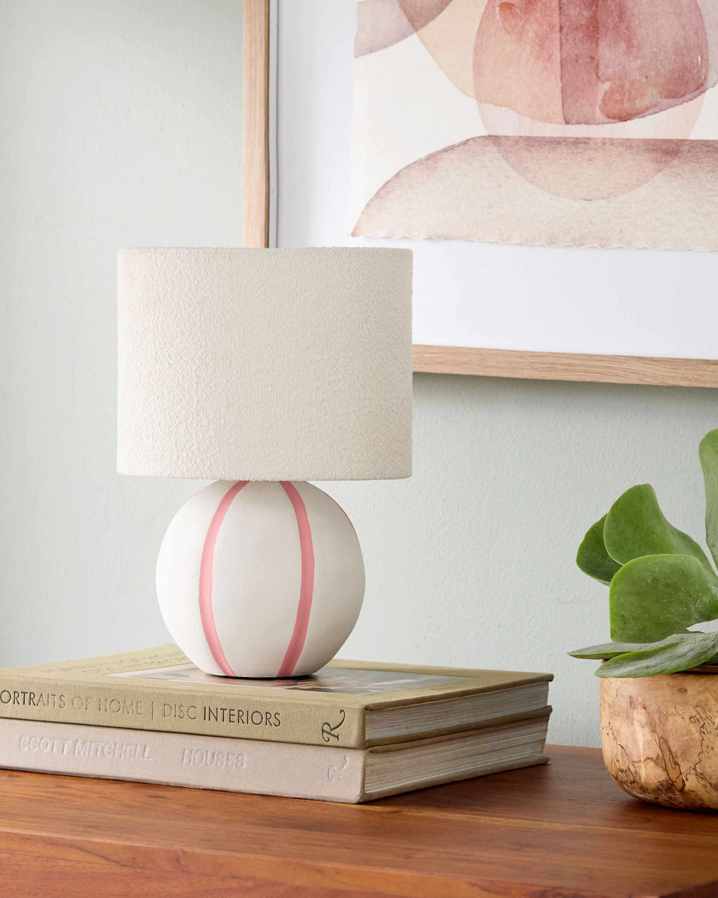 Muted Beige Traditional Table Lamp with linen details for bedside or console tables