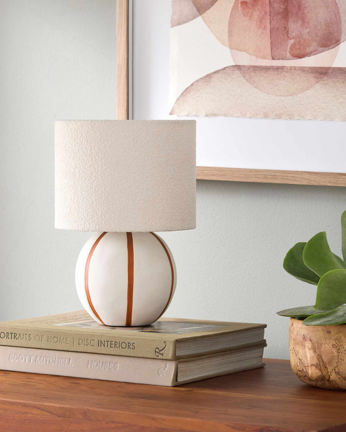Warm Beige Traditional Table Lamp with linen details for bedside or console tables