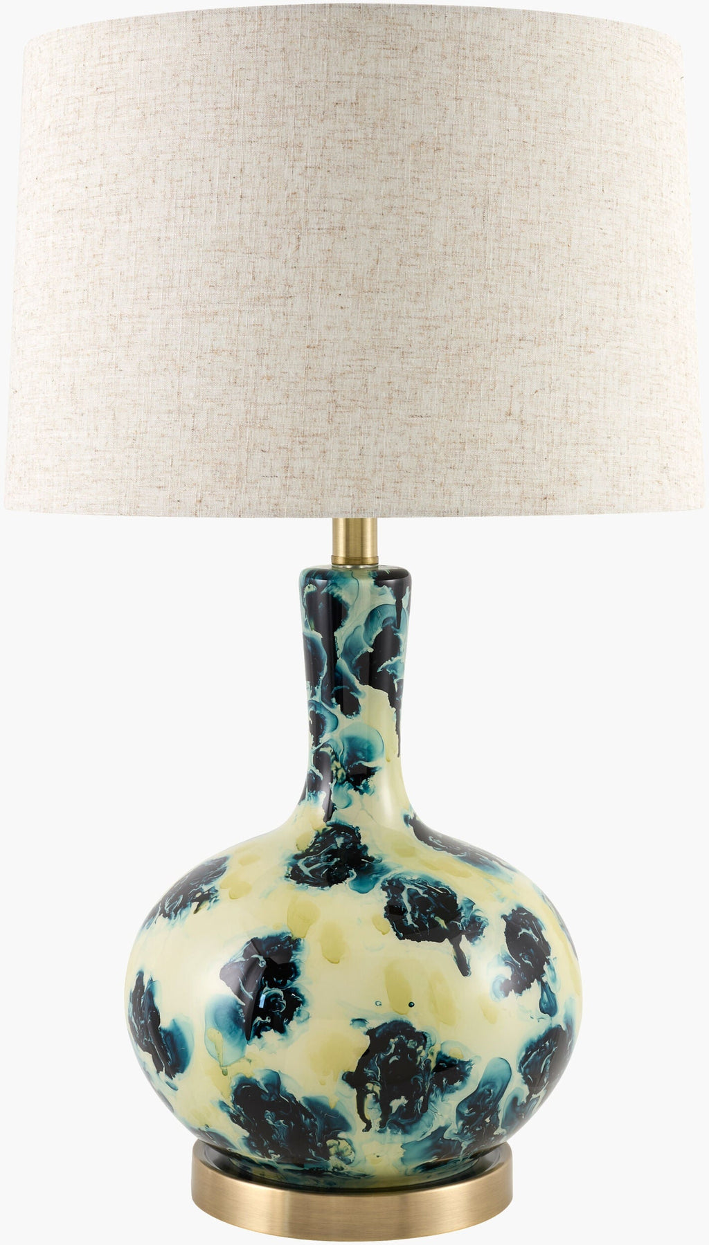 Peach Traditional Table Lamp with linen details for bedside or console tables