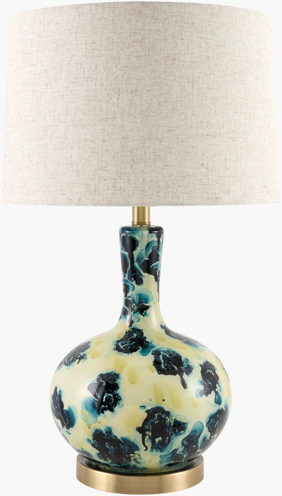 Peach Traditional Table Lamp with linen details for bedside or console tables