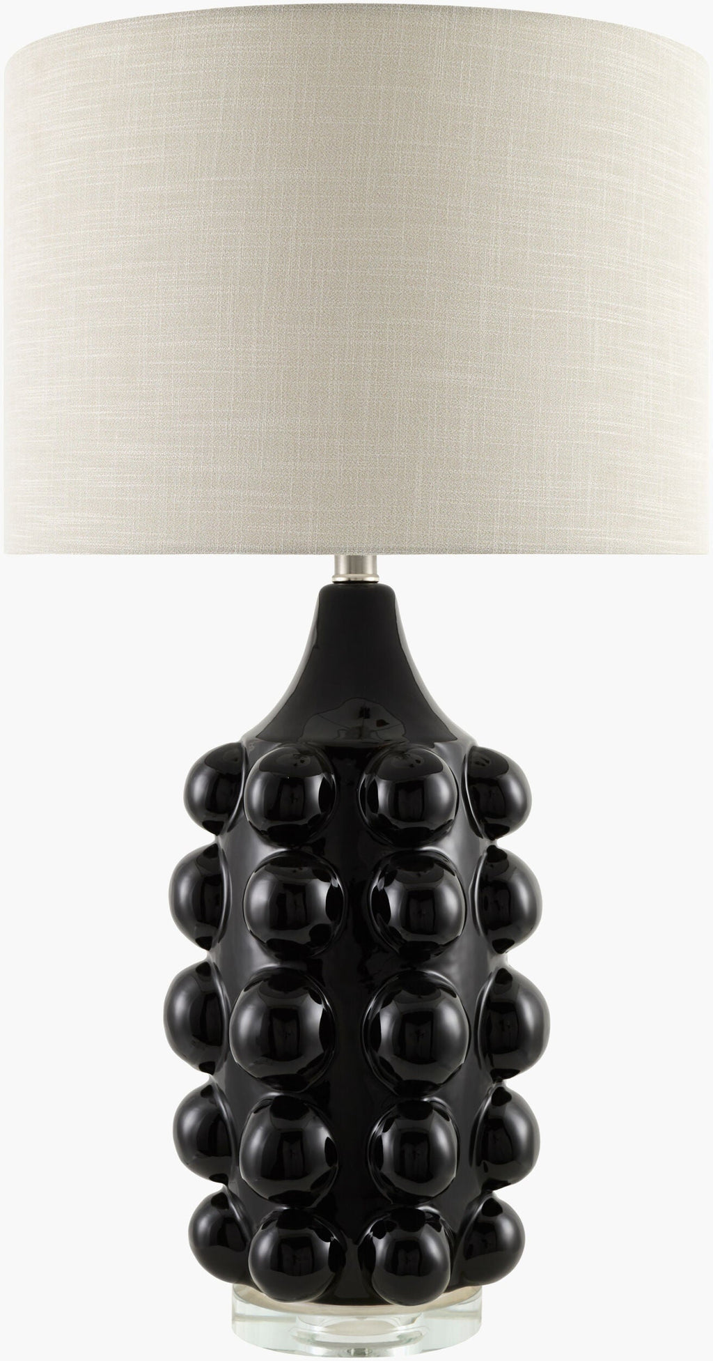 Charcoal Modern Table Lamp with linen details for bedside or console tables