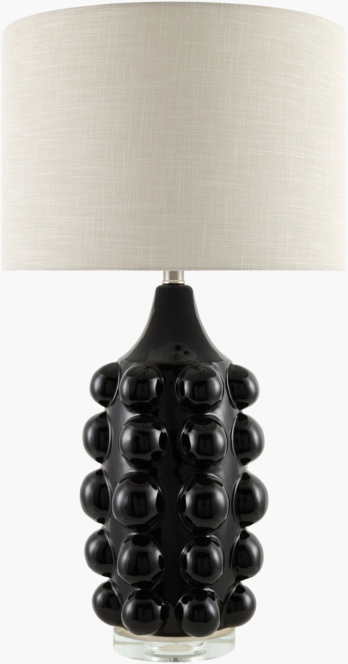 Charcoal Modern Table Lamp with linen details for bedside or console tables