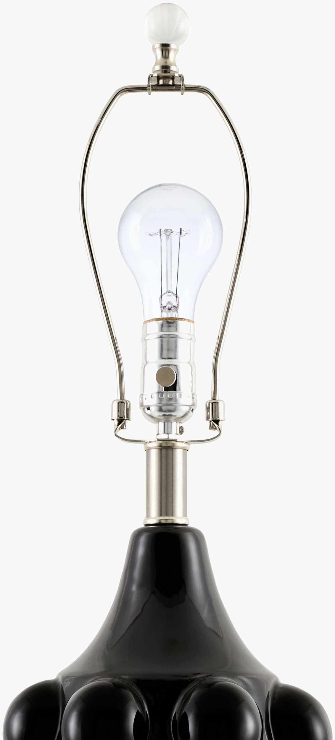Charcoal Modern Table Lamp with linen details for bedside or console tables